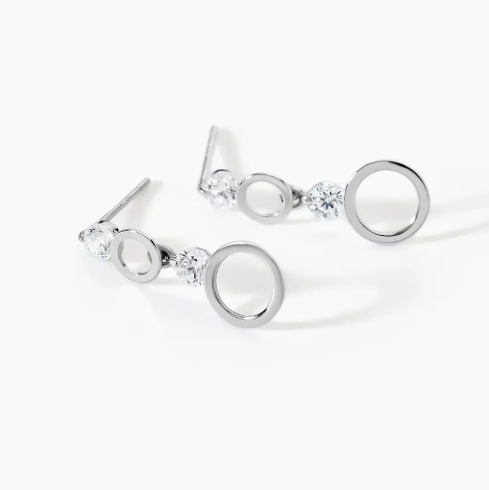 Boucles D'oreilles Puces Wynona Or Blanc Oxyde