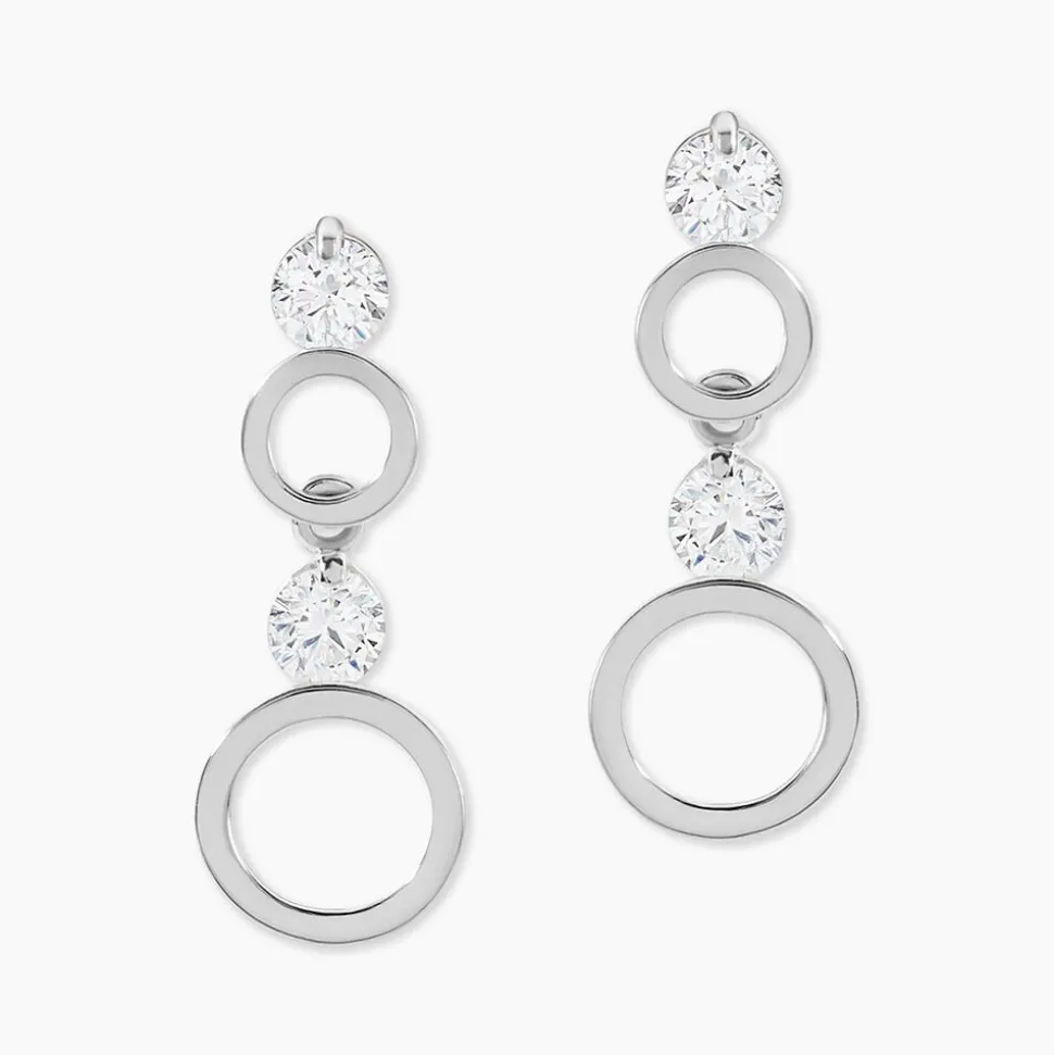 Boucles D'oreilles Puces Wynona Or Blanc Oxyde