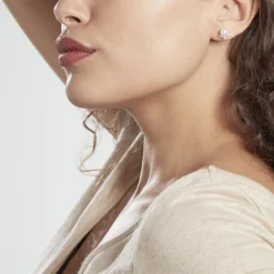Boucles D'oreilles Puces Yarie Or Blanc Perle De Culture Et Oxyde|Marc Orian Hot