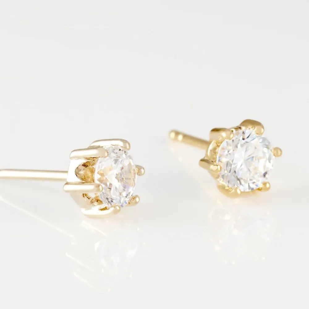 Boucles D'oreilles Puces Yléna Plaqué Or Jaune Oxyde De Zirconium|Marc Orian New