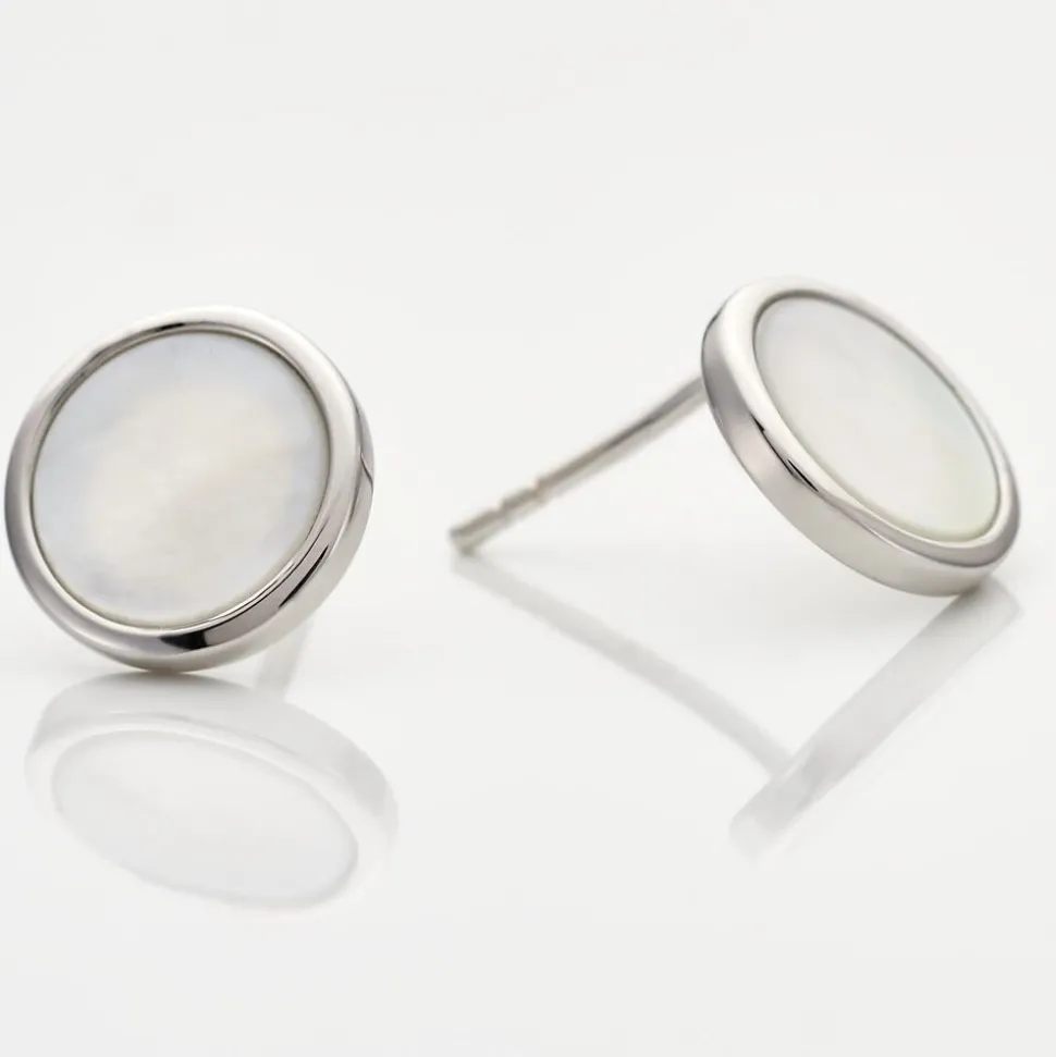 Boucles D'oreilles Puces Zealie Argent Blanc Nacre