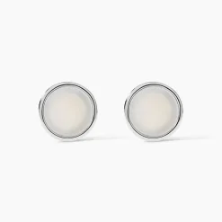 Boucles D'oreilles Puces Zealie Argent Blanc Nacre
