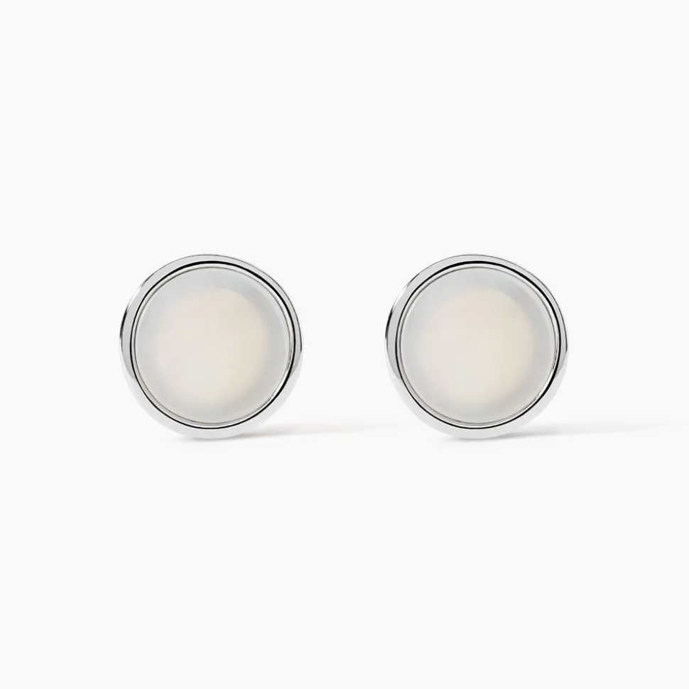 Boucles D'oreilles Puces Zealie Argent Blanc Nacre