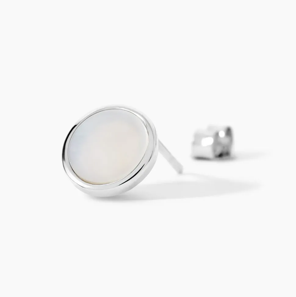 Boucles D'oreilles Puces Zealie Argent Blanc Nacre