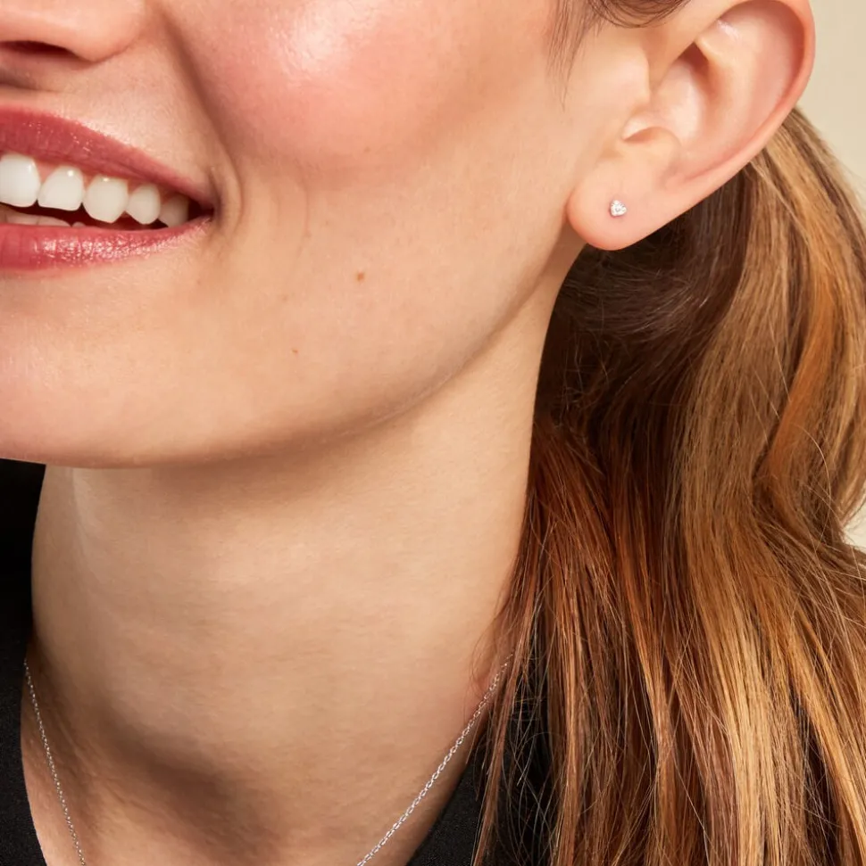 Boucles D'oreilles Puces Ziya Argent Blanc Oxyde De Zirconium