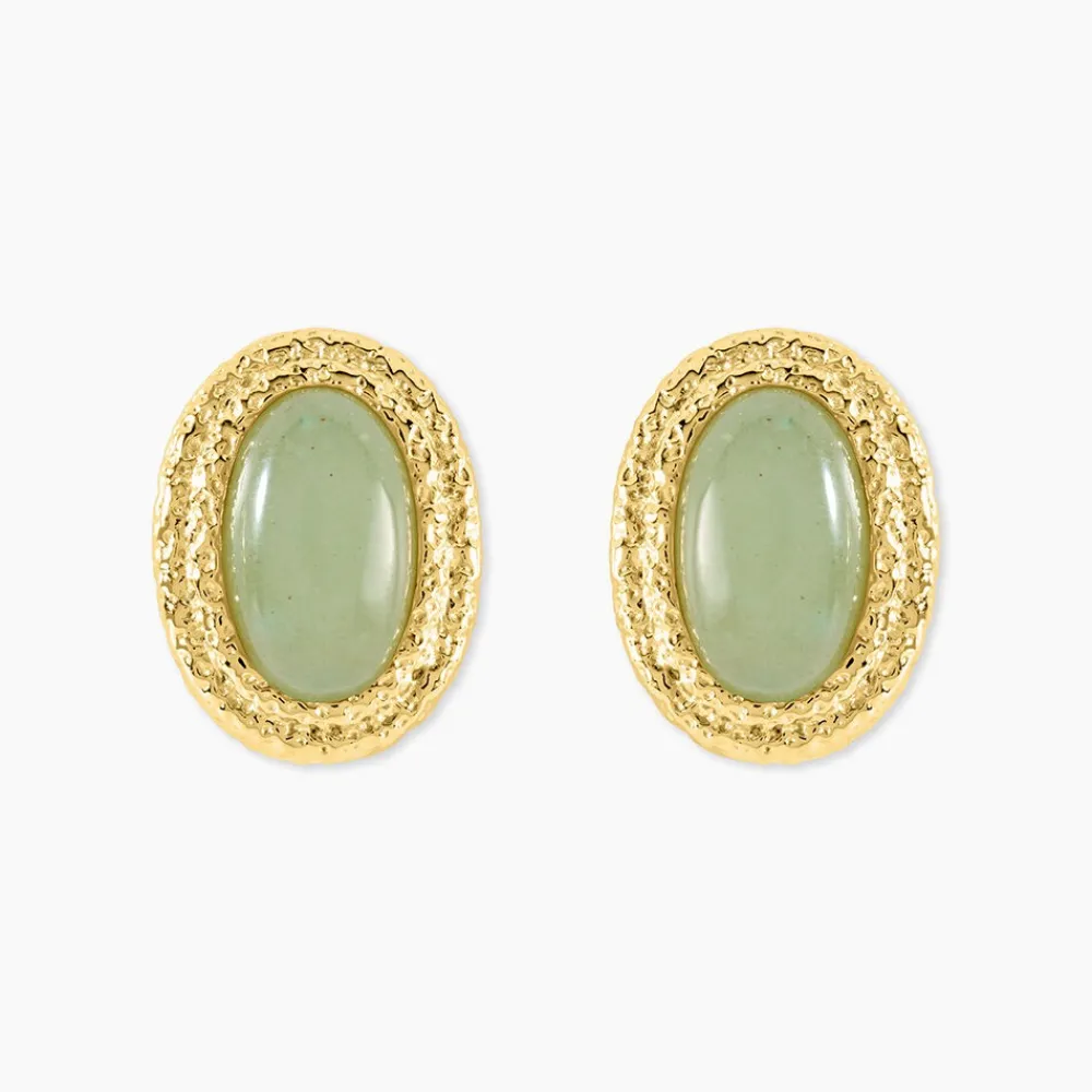 Boucles D'Oreilles Ria Puces Acier Jaune Aventurine|Marc Orian Outlet