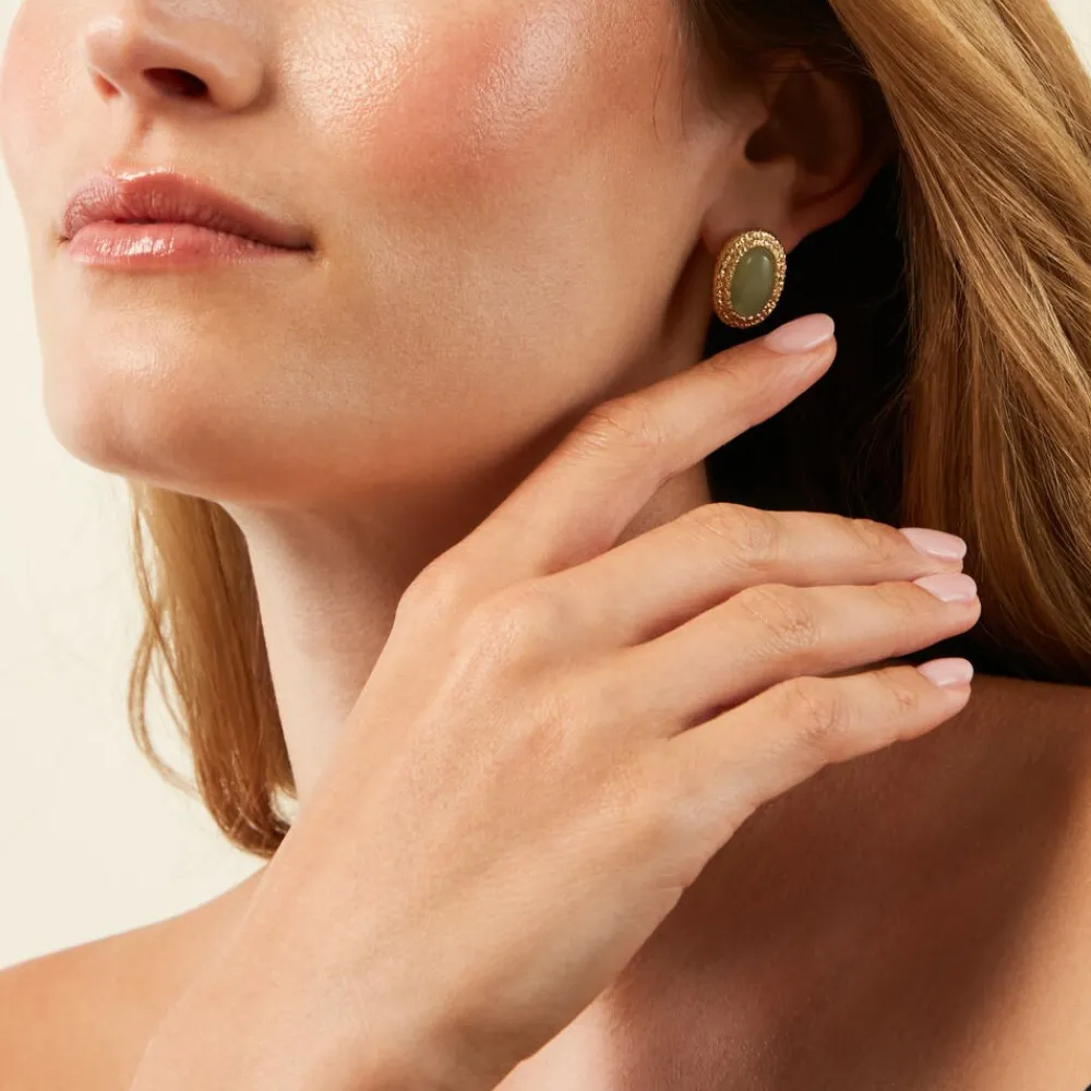 Boucles D'Oreilles Ria Puces Acier Jaune Aventurine|Marc Orian Outlet