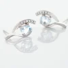 Boucles D'oreilles Sagesse Or Blanc Topaze Oxyde
