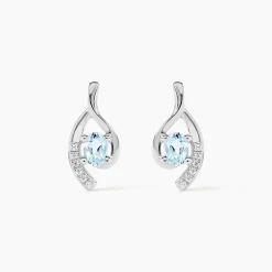 Boucles D'oreilles Sagesse Or Blanc Topaze Oxyde