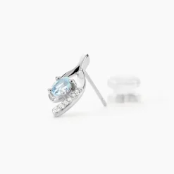 Boucles D'oreilles Sagesse Or Blanc Topaze Oxyde