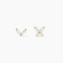 Boucles D'Oreillesucles D'Oreilles Dépareillées Balazs Or Jaune Oxyde De Zirconium