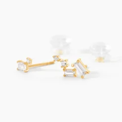 Boucles D'Oreillesucles D'Oreilles Dépareillées Loanne Or Jaune Oxyde De Zirconium