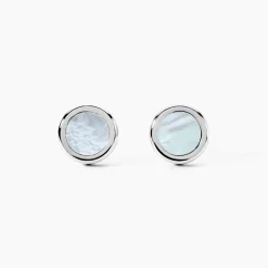 Boutons De Manchettes Jourdan Athos Acier Argenté Nacre