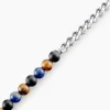 Bracelet Acier Blanc Calum œil De Tigre Onyx Agathe