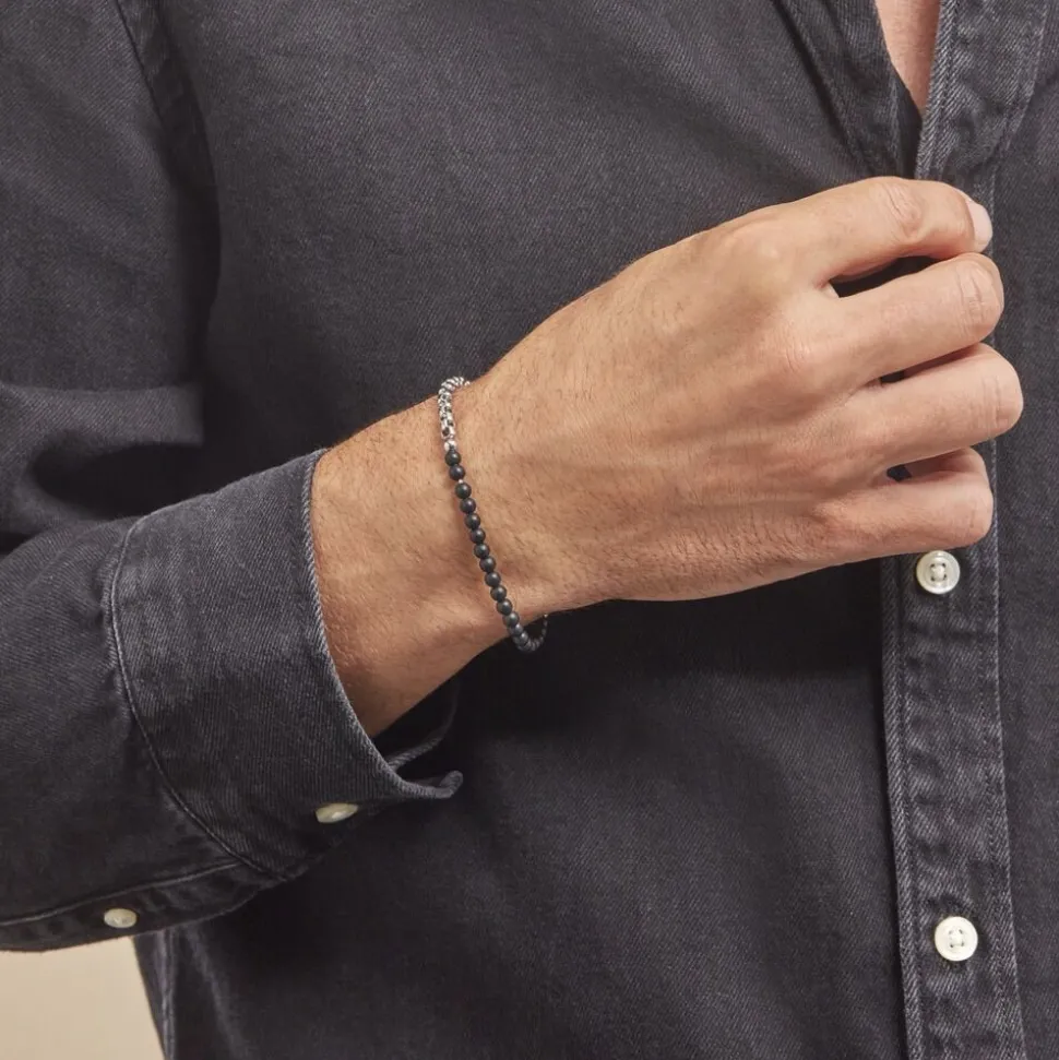 Bracelet Acier Blanc Christiano Onyx