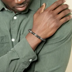 Bracelet Acier Blanc Hantz Pierre De Lave