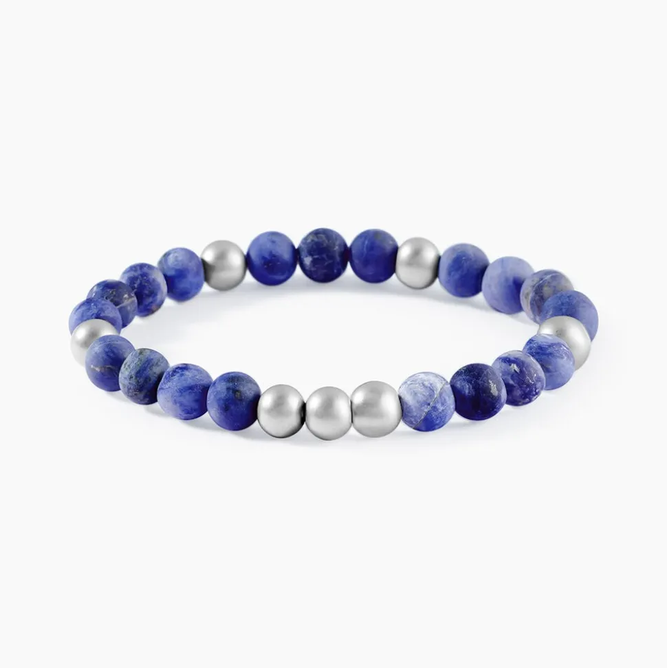 Bracelet Adonis Acier Blanc Pierre De Synthese