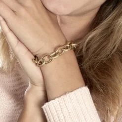 Bracelet Aelia Maille Alternee Acier Jaune|Marc Orian Hot