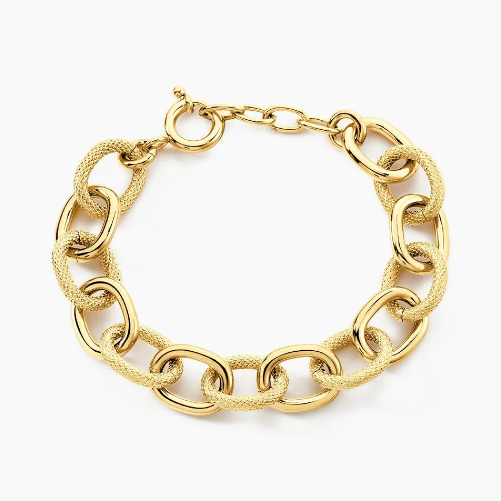 Bracelet Aelia Maille Alternee Acier Jaune|Marc Orian Hot