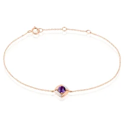Bracelet Anaelle Or Rose Amethyste Et Diamant