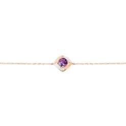 Bracelet Anaelle Or Rose Amethyste Et Diamant