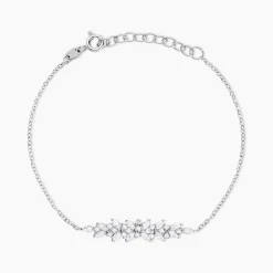 Bracelet Argent Blanc Precieux Flocon Oxyde De Zirconium