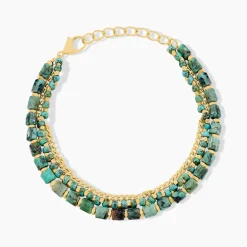 Bracelet Athena Acier Doré Jaspe Africain