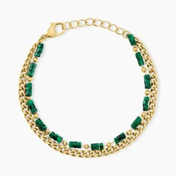 Bracelet Athena Acier Doré Malachite|Marc Orian Clearance