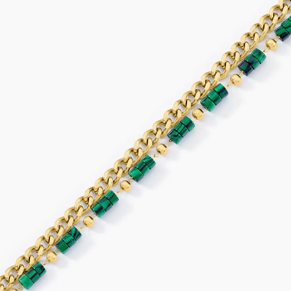 Bracelet Athena Acier Doré Malachite|Marc Orian Clearance