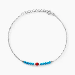 Bracelet Behati Argent Blanc Corail Turquoise