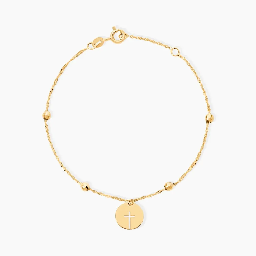 Bracelet Cobeia Croix Maille Forçat Or Jaune