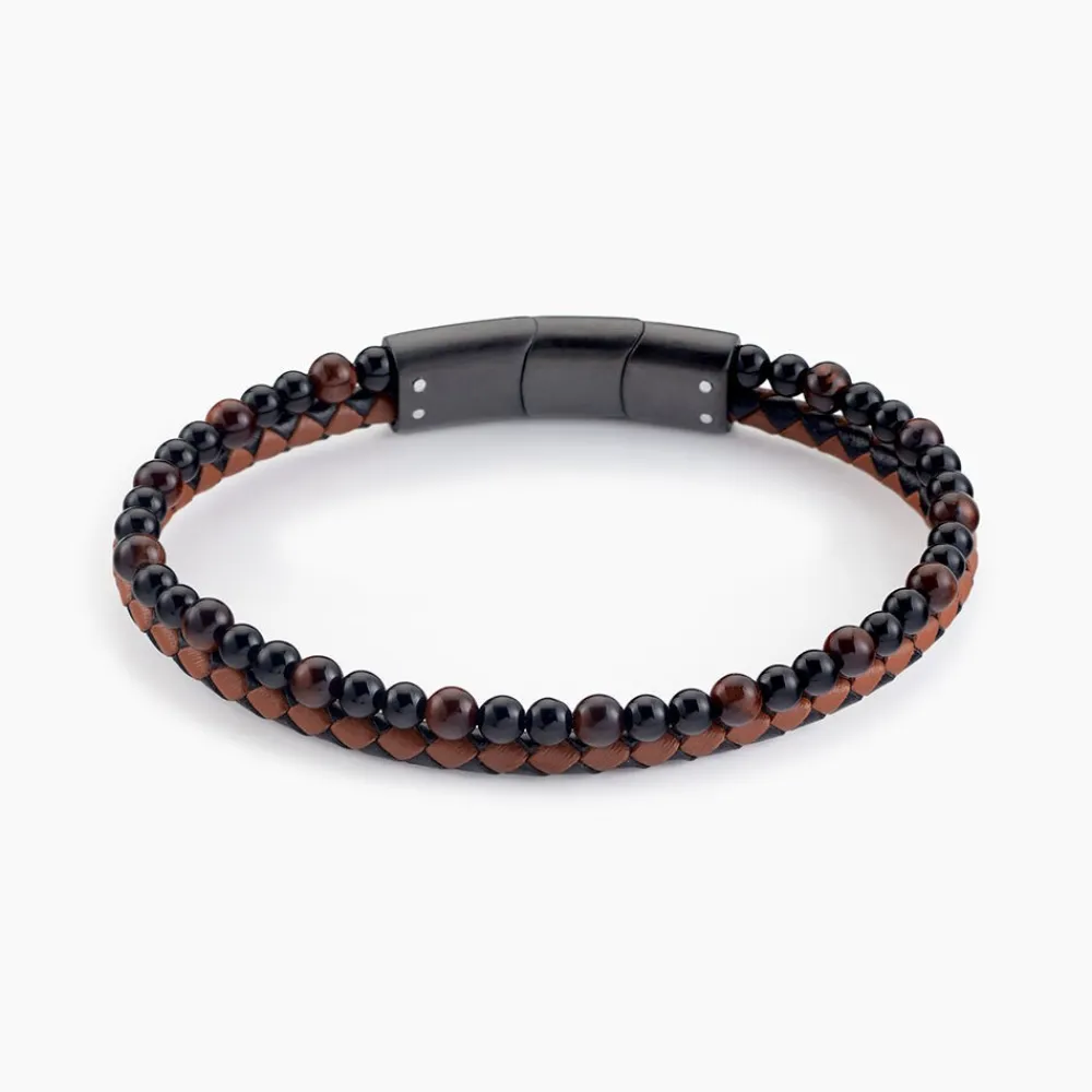 Bracelet Cuir De Vache Marron Oeil De Tigre|JOURDAN Sale