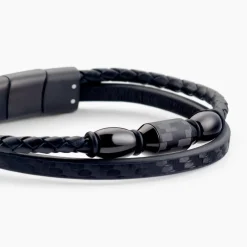 Bracelet Cuir De Vache Noir Onyx|JOURDAN