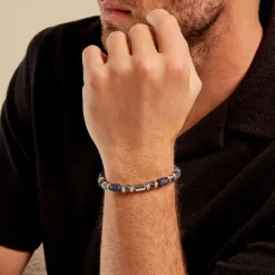 Bracelet Dark Pearl Acier Blanc Hématite Pierre De Lave Agate|Marc Orian