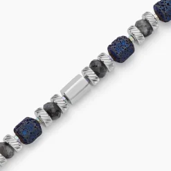 Bracelet Dark Pearl Acier Blanc Hématite Pierre De Lave Agate|Marc Orian