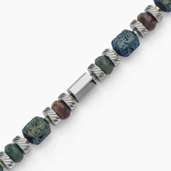 Bracelet Dark Pearl Acier Blanc Hématite Pierre De Lave Agate|Marc Orian Outlet