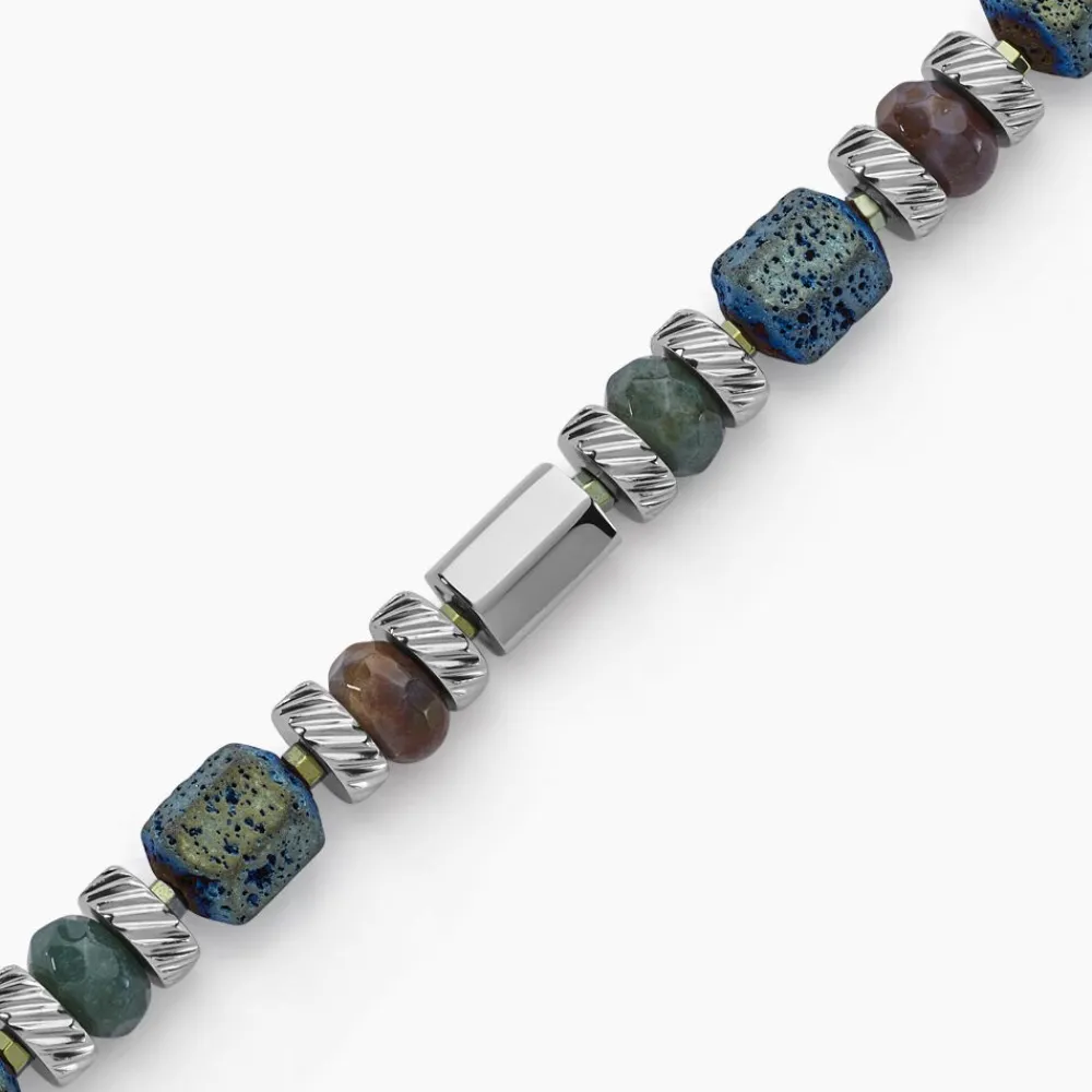 Bracelet Dark Pearl Acier Blanc Hématite Pierre De Lave Agate|Marc Orian Outlet