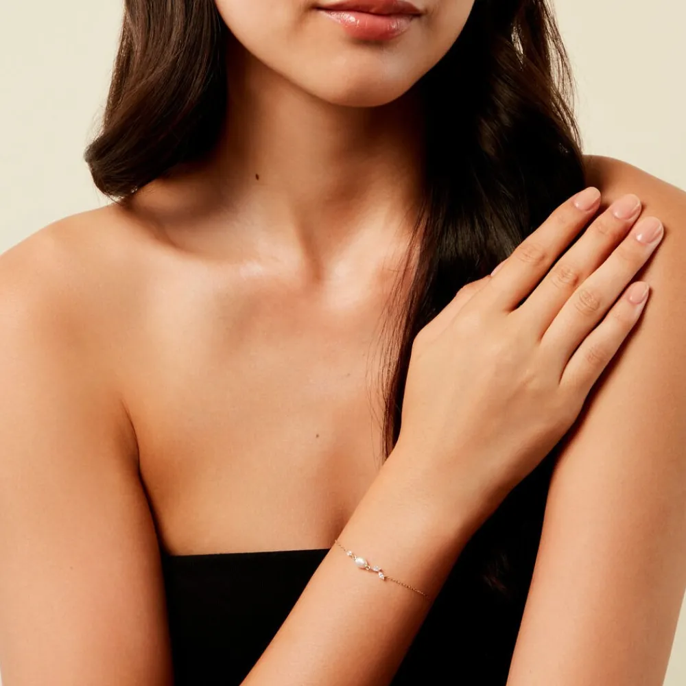 Bracelet Elysia Or Jaune Perle De Culture Oxyde De Zirconium|Marc Orian New