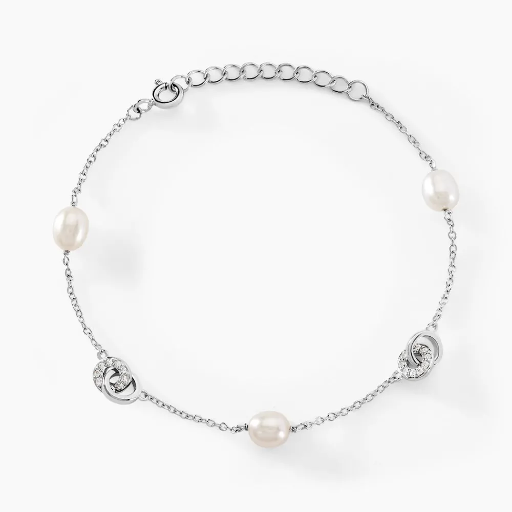 Bracelet Gaetane Argent Blanc Perle De Culture Oxyde De Zirconium|Marc Orian Sale