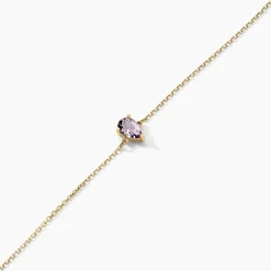 Bracelet Goutte Or Jaune Améthyste