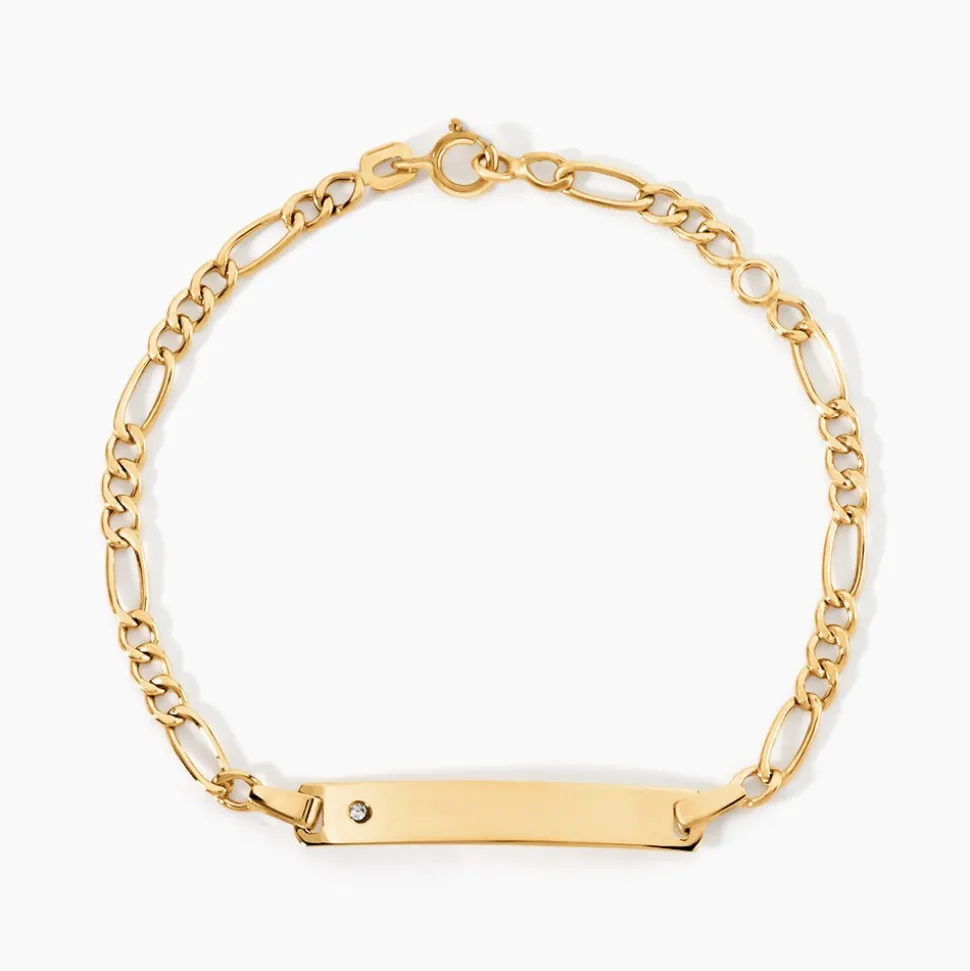 Bracelet Identité Bartolomee Maille Alternee 1/3 Or Jaune Oxyde