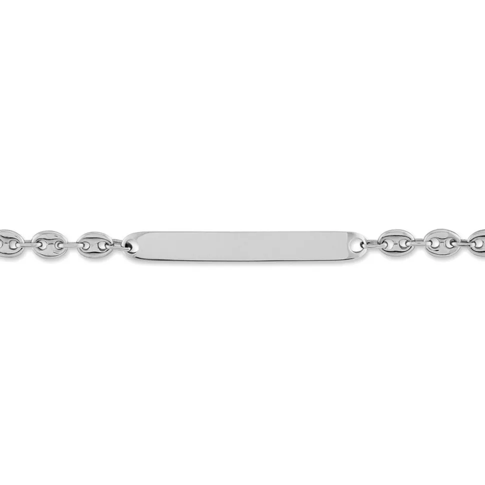 Bracelet Identité Caroline Maille Grain De Cafe Argent Blanc