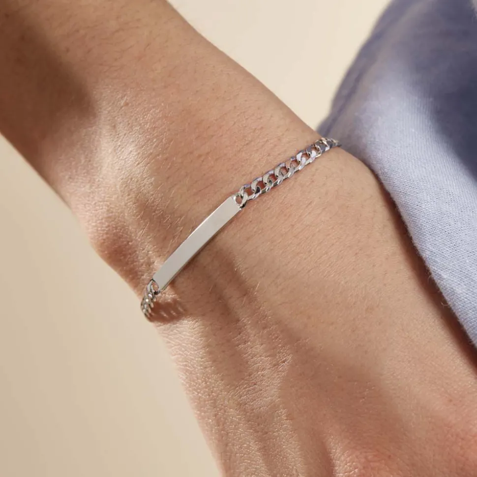 Bracelet Identité Casper Argent Blanc