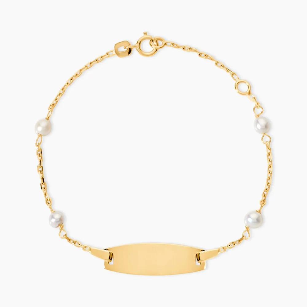 Bracelet Identité Gaspardine Maille Forçat Or Jaune Perle De Culture|Marc Orian