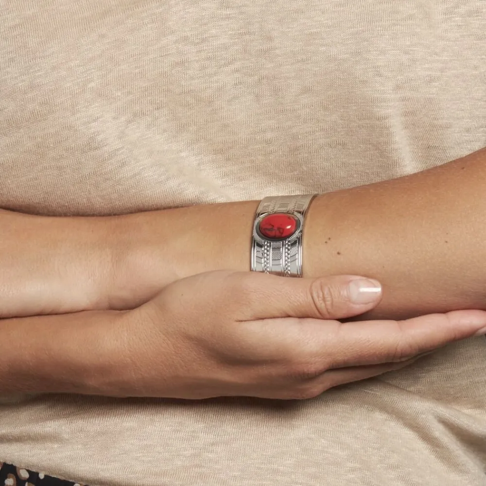 Bracelet Jonc Segolene Acier Blanc Pierre De Synthese|IMAGINE New