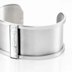 Bracelet Jonc Melvyna Acier Blanc Pierre De Synthese