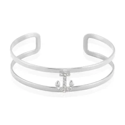 Bracelet Jonc Meysa Acier Blanc Strass