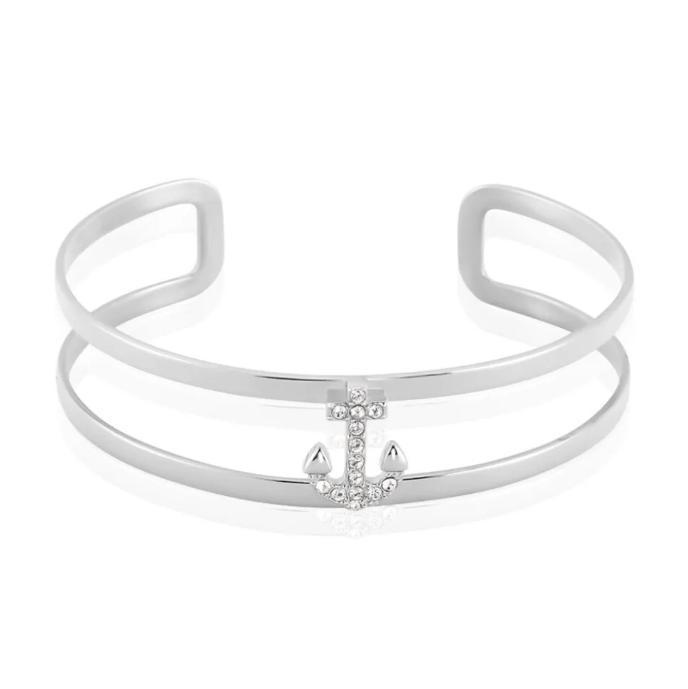 Bracelet Jonc Meysa Acier Blanc Strass