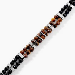 Bracelet Acier Blanc Agate Oeil De Tigre|JOURDAN Hot