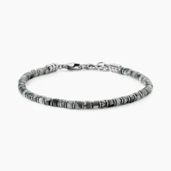 Bracelet Jourdan Acier Blanc Obsidienne Hématite